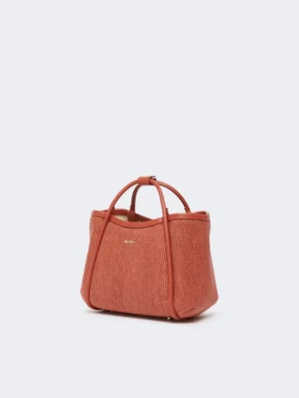 Très petit sac marin en raphia tressé, couleur terre cuite