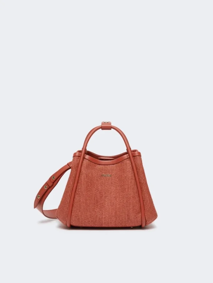 Très petit sac marin en raphia tressé, couleur terre cuite
