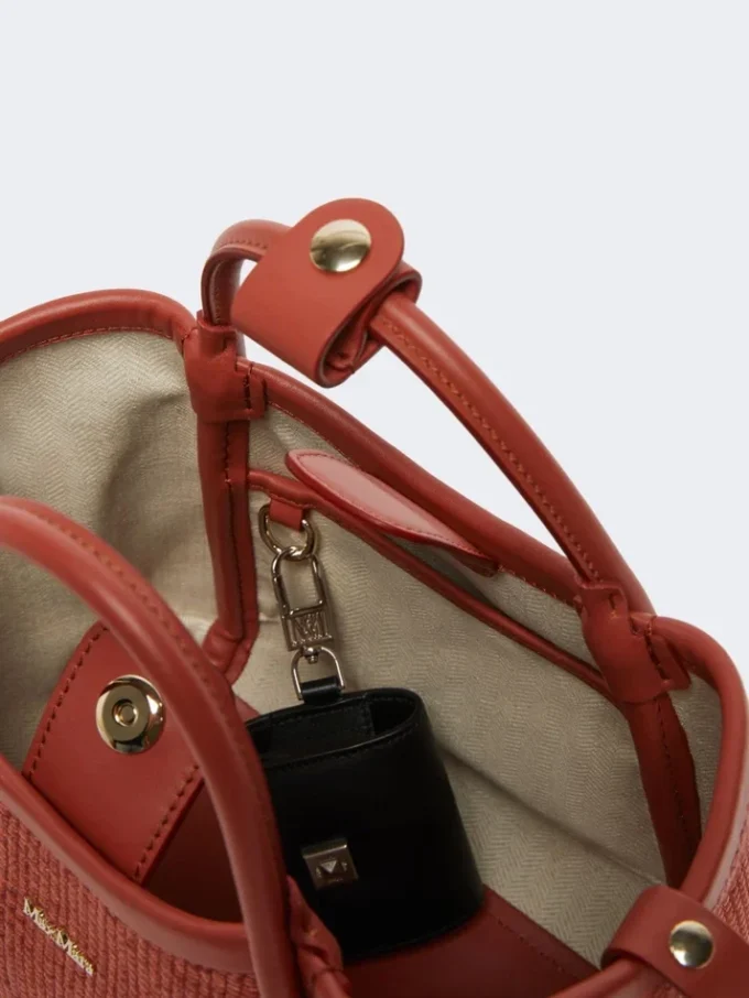 Très petit sac marin en raphia tressé, couleur terre cuite