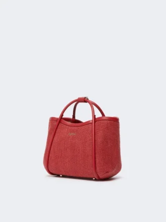 Très petit sac marin en raphia tressé, rouge