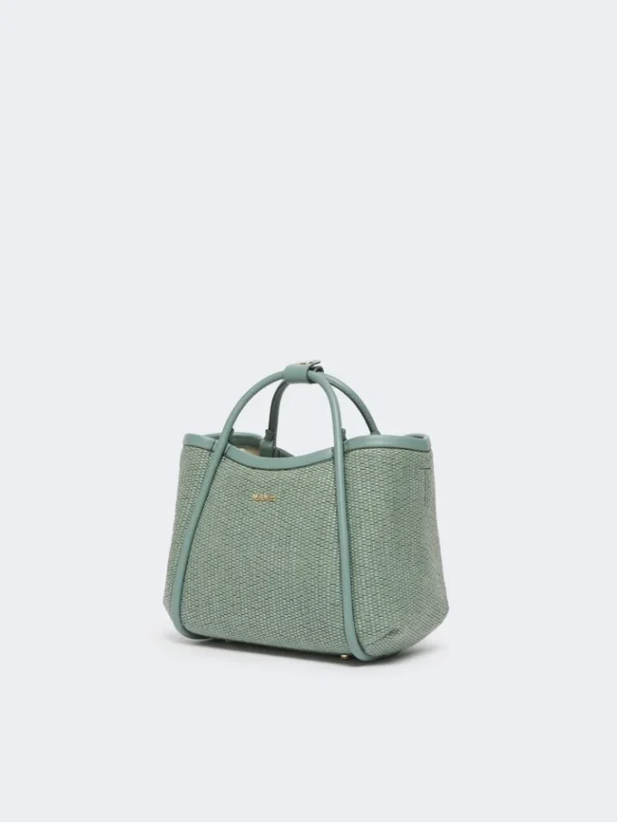 Très petit sac marin en raphia tressé, vert sauge