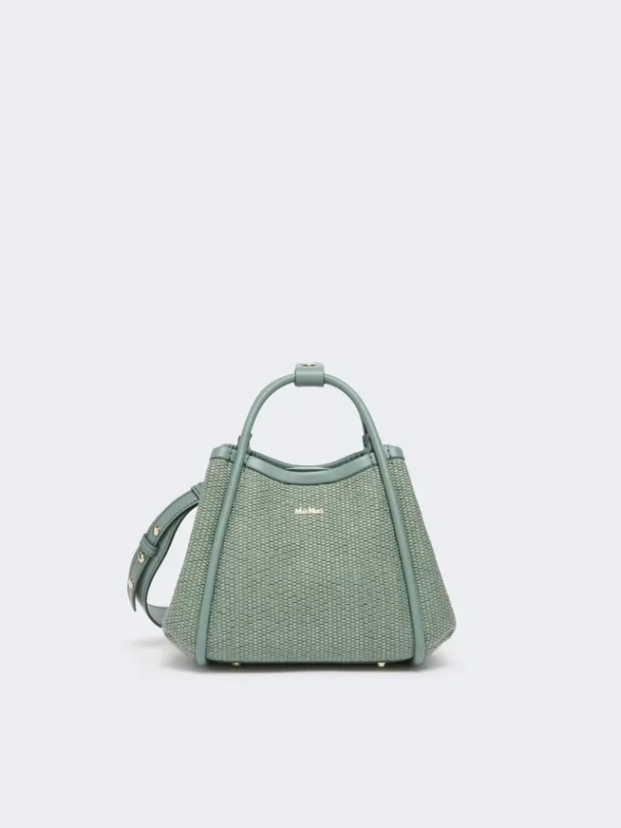 Très petit sac marin en raphia tressé, vert sauge