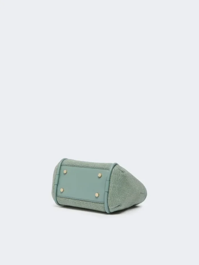 Très petit sac marin en raphia tressé, vert sauge