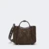 Très petit sac marin en tressage en forme de panier à motif losange, marron foncé Très petit sac marin en tressage en forme de panier à motif losange, marron foncé