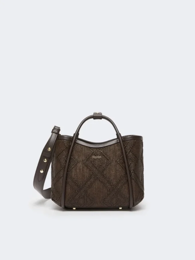 Très petit sac marin en tressage en forme de panier à motif losange, marron foncé Très petit sac marin en tressage en forme de panier à motif losange, marron foncé
