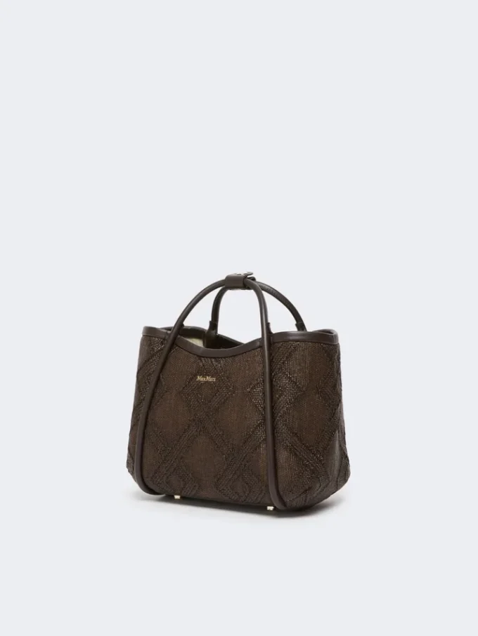 Très petit sac marin en tressage en forme de panier à motif losange, marron foncé Très petit sac marin en tressage en forme de panier à motif losange, marron foncé
