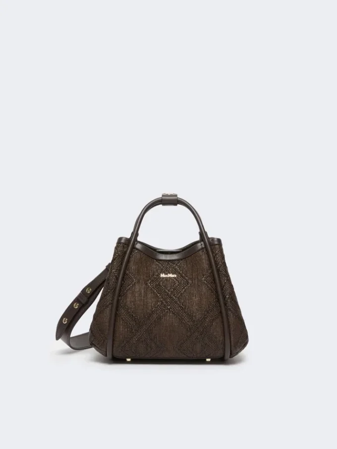 Très petit sac marin en tressage en forme de panier à motif losange, marron foncé Très petit sac marin en tressage en forme de panier à motif losange, marron foncé