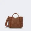 Très petit sac marin en tressage panier à motif losange, brun ambré Très petit sac marin en tressage panier à motif losange, brun ambré