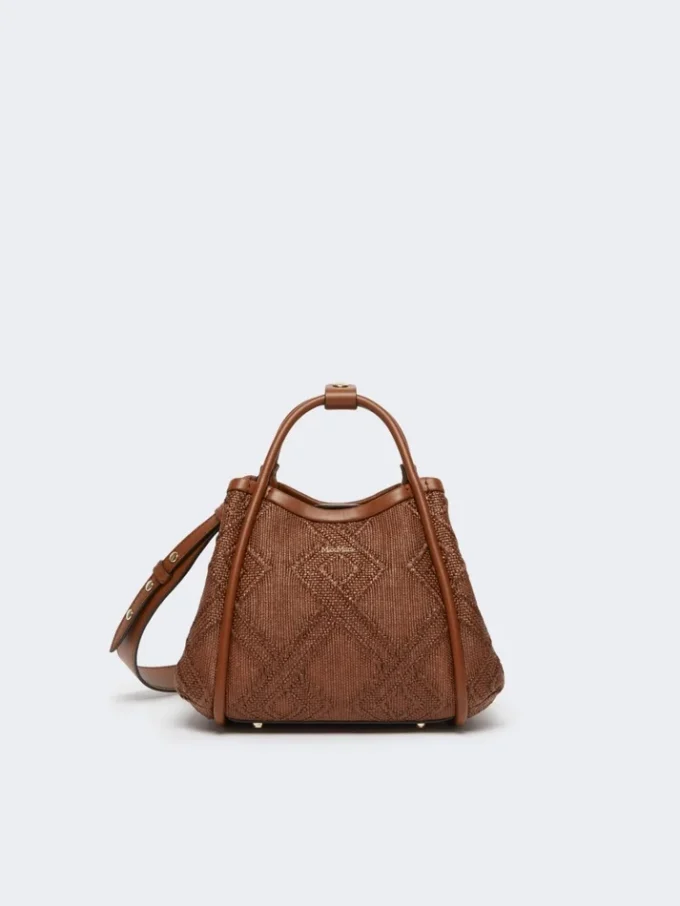 Très petit sac marin en tressage panier à motif losange, brun ambré Très petit sac marin en tressage panier à motif losange, brun ambré