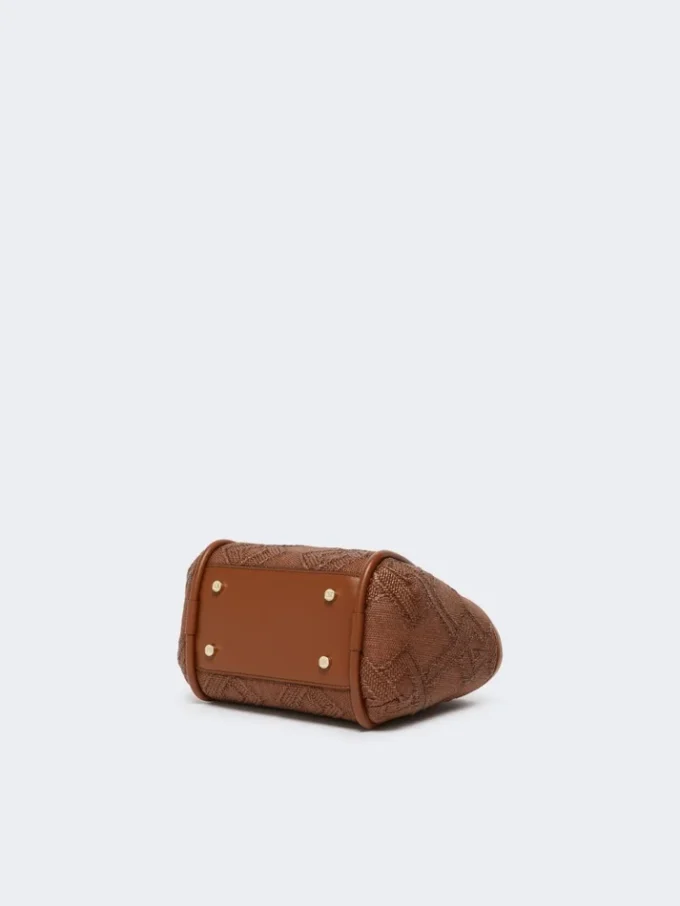 Très petit sac marin en tressage panier à motif losange, brun ambré Très petit sac marin en tressage panier à motif losange, brun ambré