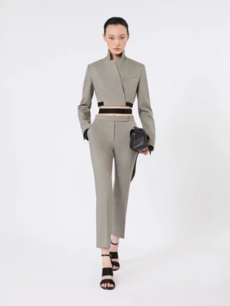 Veste ajustée en laine, mohair et soie, gris moyen