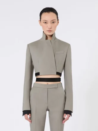 Veste ajustée en laine, mohair et soie, gris moyen