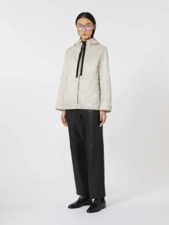 Veste à capuche en toile rembourrée et déperlante, beige