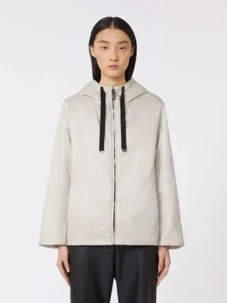 Veste à capuche en toile rembourrée et déperlante, beige