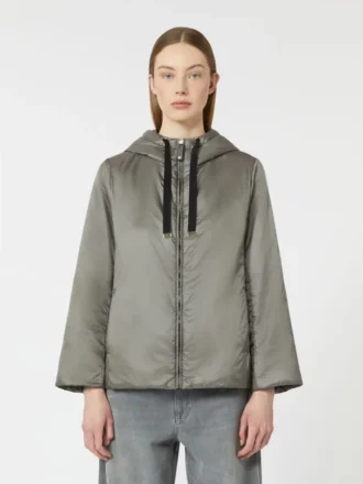 Veste à capuche en toile rembourrée et déperlante, gris moyen