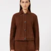Veste carrée en daim, couleur chocolat