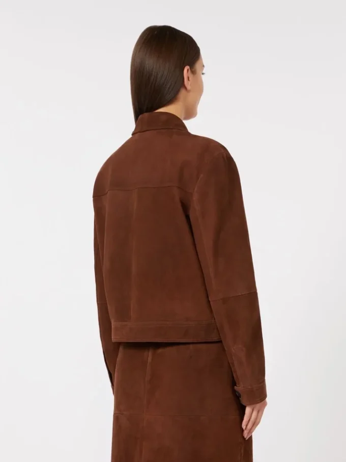 Veste carrée en daim, couleur chocolat