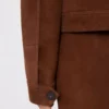 Veste carrée en daim, couleur chocolat