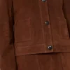 Veste carrée en daim, couleur chocolat