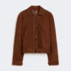 Veste carrée en daim, couleur chocolat