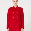 Veste carrée en laine, cachemire et soie, rouge Veste carrée en laine, cachemire et soie, rouge