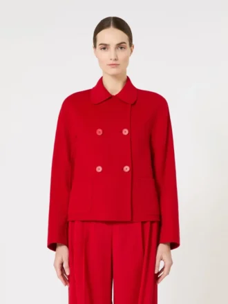 Veste carrée en laine, cachemire et soie, rouge