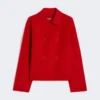 Veste carrée en laine, cachemire et soie, rouge Veste carrée en laine, cachemire et soie, rouge