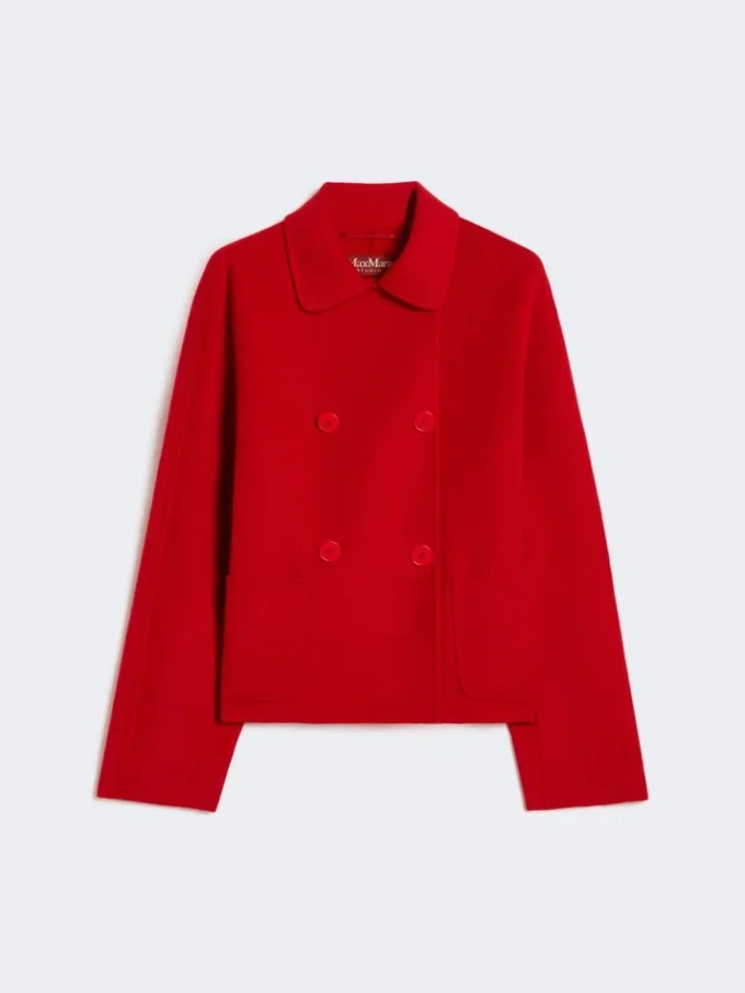 Veste carrée en laine, cachemire et soie, rouge Veste carrée en laine, cachemire et soie, rouge