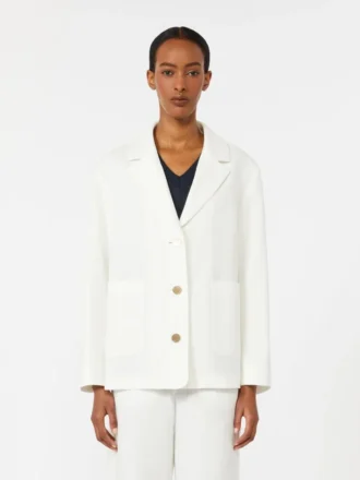 Veste carrée en toile de lin, blanche