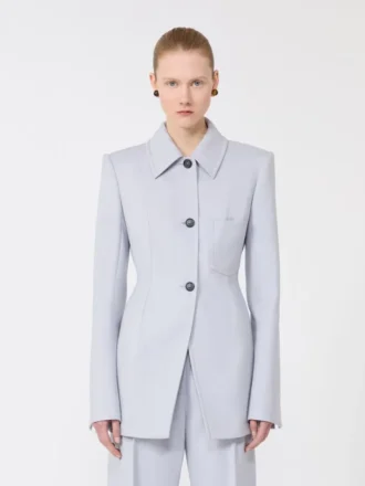 Veste chemise ajustée en gabardine, gris moyen