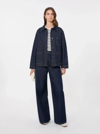 Veste-chemise en denim authentique, bleu marine