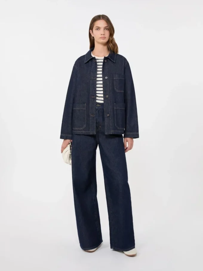 Veste-chemise en denim authentique, bleu marine Veste-chemise en denim authentique, bleu marine