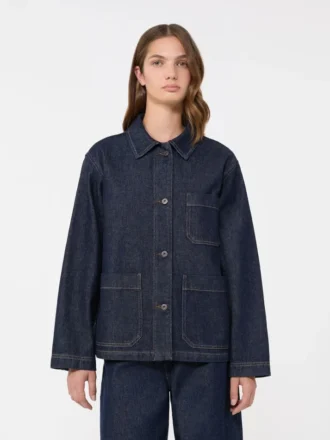 Veste-chemise en denim authentique, bleu marine