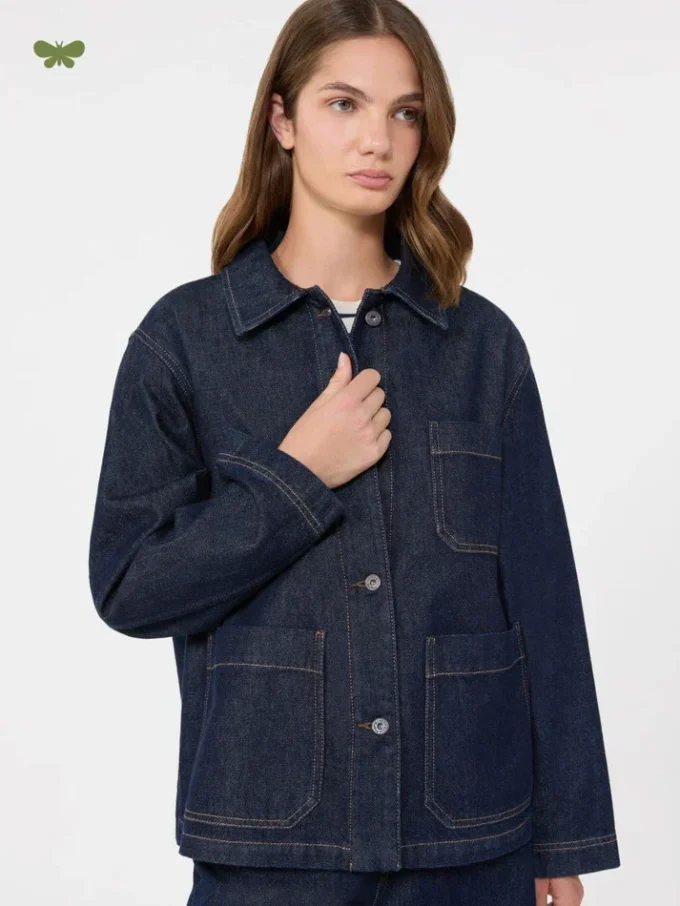 Veste-chemise en denim authentique, bleu marine Veste-chemise en denim authentique, bleu marine