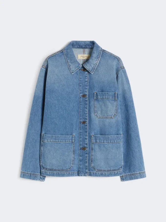 Veste-chemise en denim authentique, bleu marine Veste-chemise en denim authentique, bleu marine