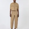 Veste courte en coton stretch, couleur sable