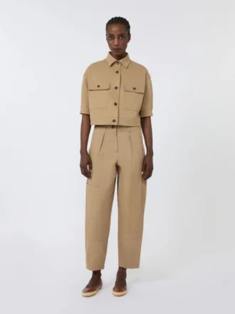 Pantalon cargo en denim bull de coton, couleur sable