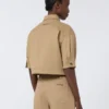 Veste courte en coton stretch, couleur sable