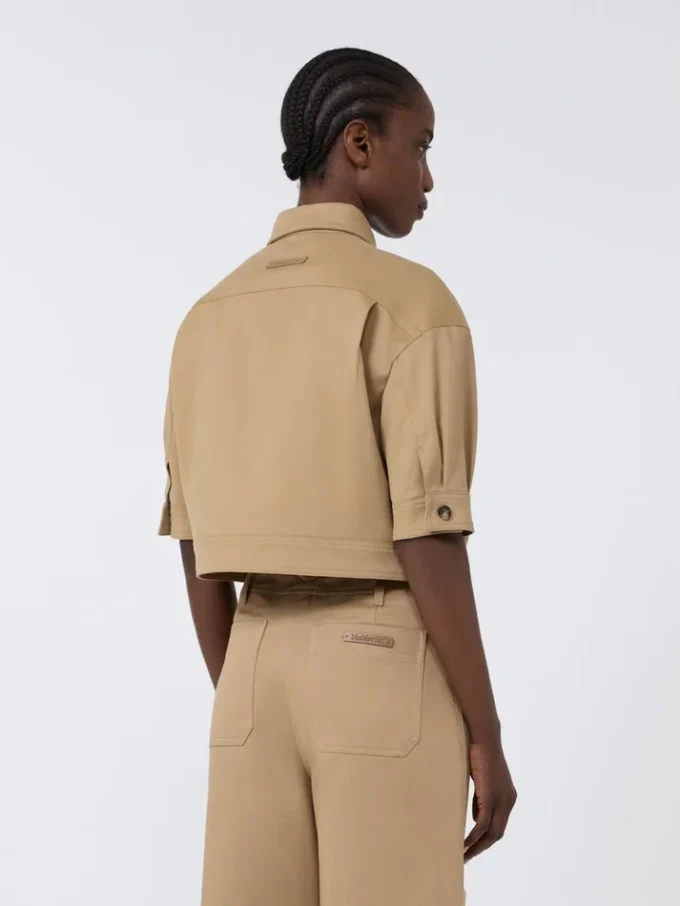 Veste courte en coton stretch, couleur sable