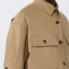 Veste courte en coton stretch, couleur sable