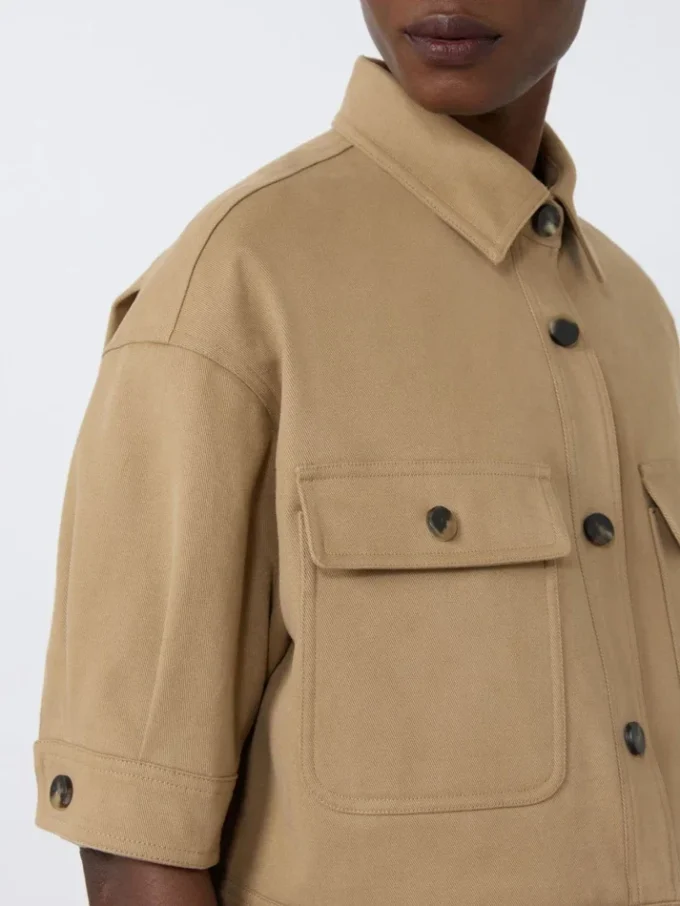 Veste courte en coton stretch, couleur sable