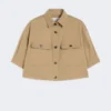 Veste courte en coton stretch, couleur sable
