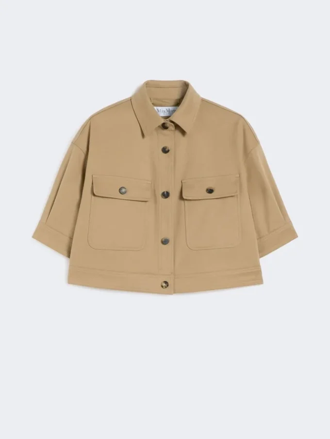 Veste courte en coton stretch, couleur sable