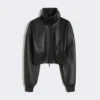 Veste courte en cuir, noire Veste courte en cuir, noire