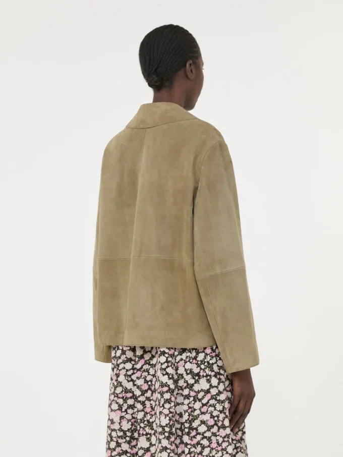 Veste courte en daim, couleur boue