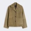 Veste courte en daim, couleur boue