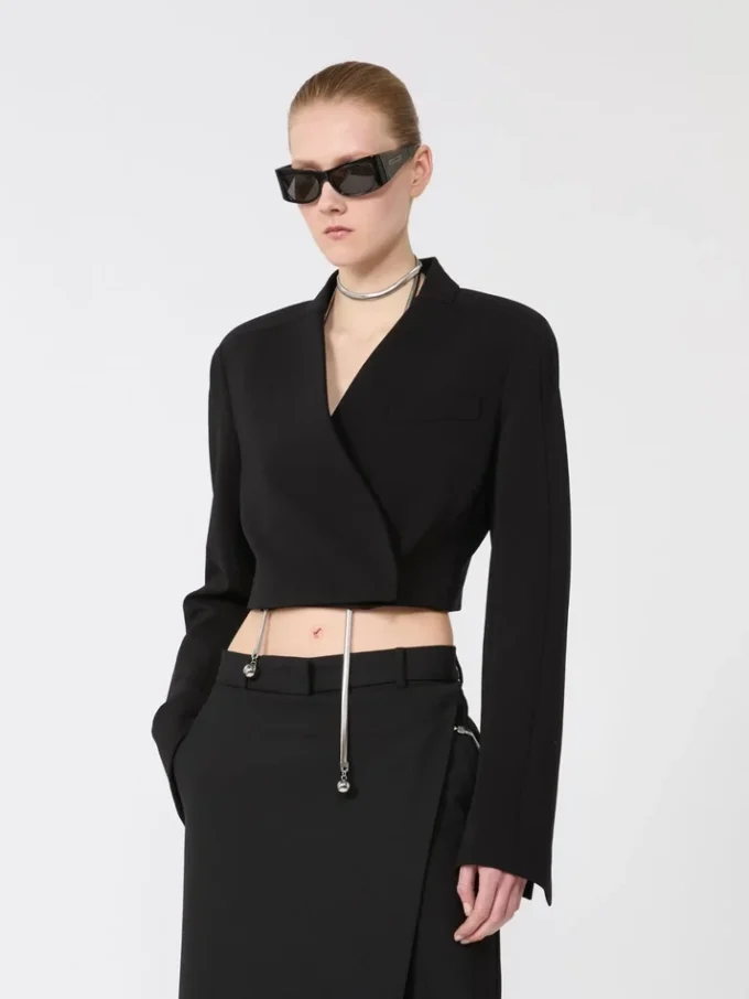 Veste courte en jersey, noire Veste courte en jersey, noire