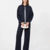 Veste courte en laine, bleu marine
