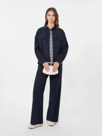 Veste courte en laine, bleu marine
