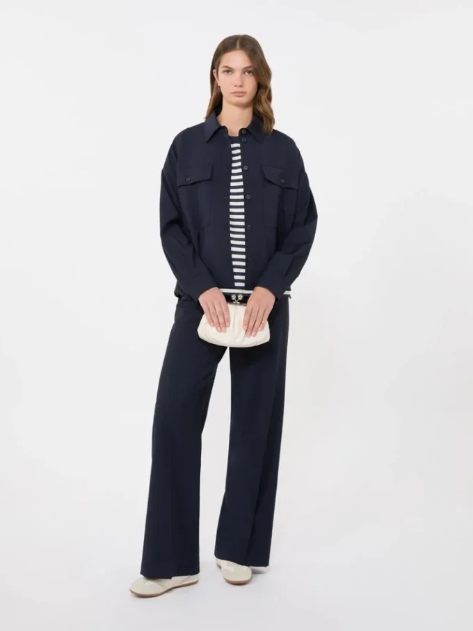 Veste courte en laine, bleu marine